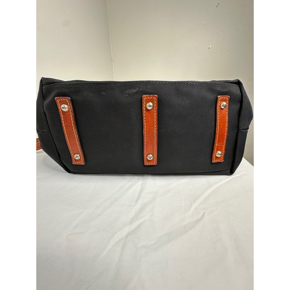 Dooney & Bourke Black Nylon Leather Trim Satchel Crossbody Bag Front Zip Pockets - Picture 12 of 16